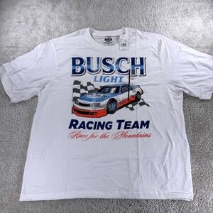 Busch Light Racing Team Graphic T-Shirt Mens XL White Cotton B4P001BMNTGB NWT